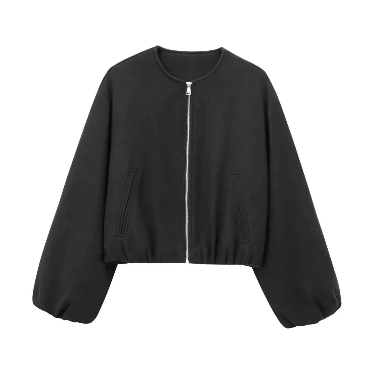 Marlowick | Women's Lightweight Cropped Zip-Up Bomber Jacket