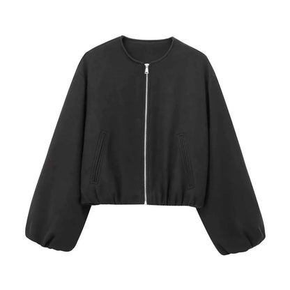 Marlowick | Women's Lightweight Cropped Zip-Up Bomber Jacket