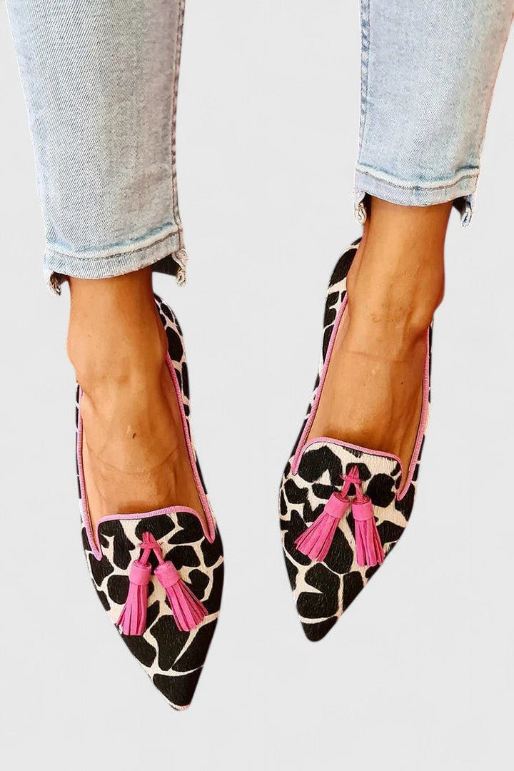 Giovanna | Women's Pointed Toe Tassel Slip-On Animal Print Loafer