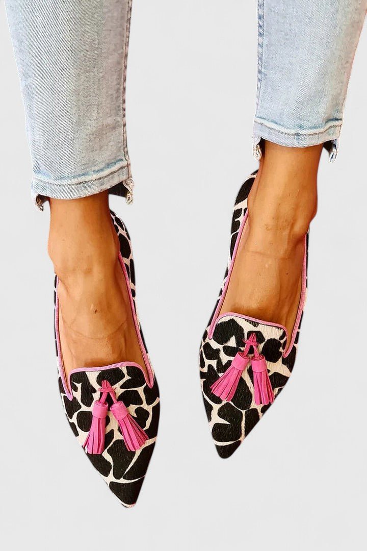 Giovanna | Women's Pointed Toe Tassel Slip-On Animal Print Loafer