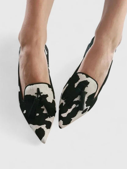 Giovanna | Women's Pointed Toe Tassel Slip-On Animal Print Loafer