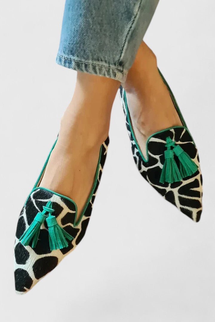 Giovanna | Women's Pointed Toe Tassel Slip-On Animal Print Loafer