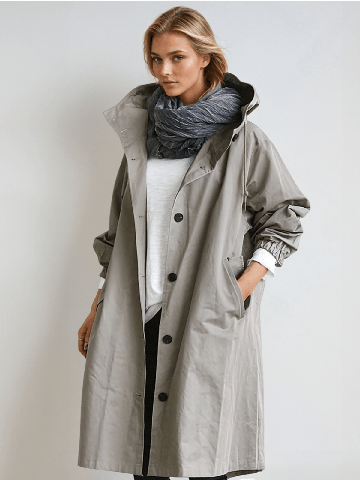 Elizabeth | Women's Water-Repellent Oversized Hooded Trench Coat