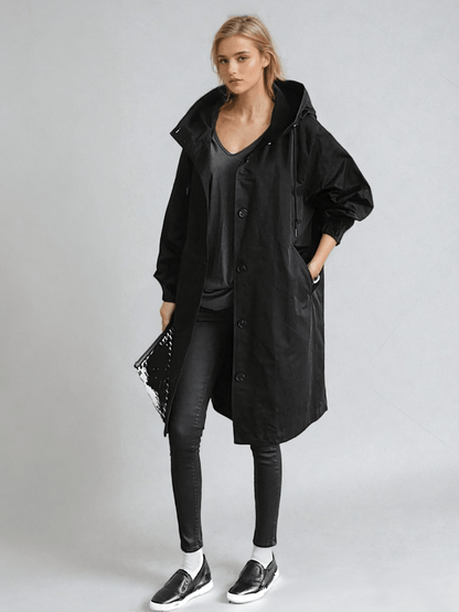Elizabeth | Women's Water-Repellent Oversized Hooded Trench Coat