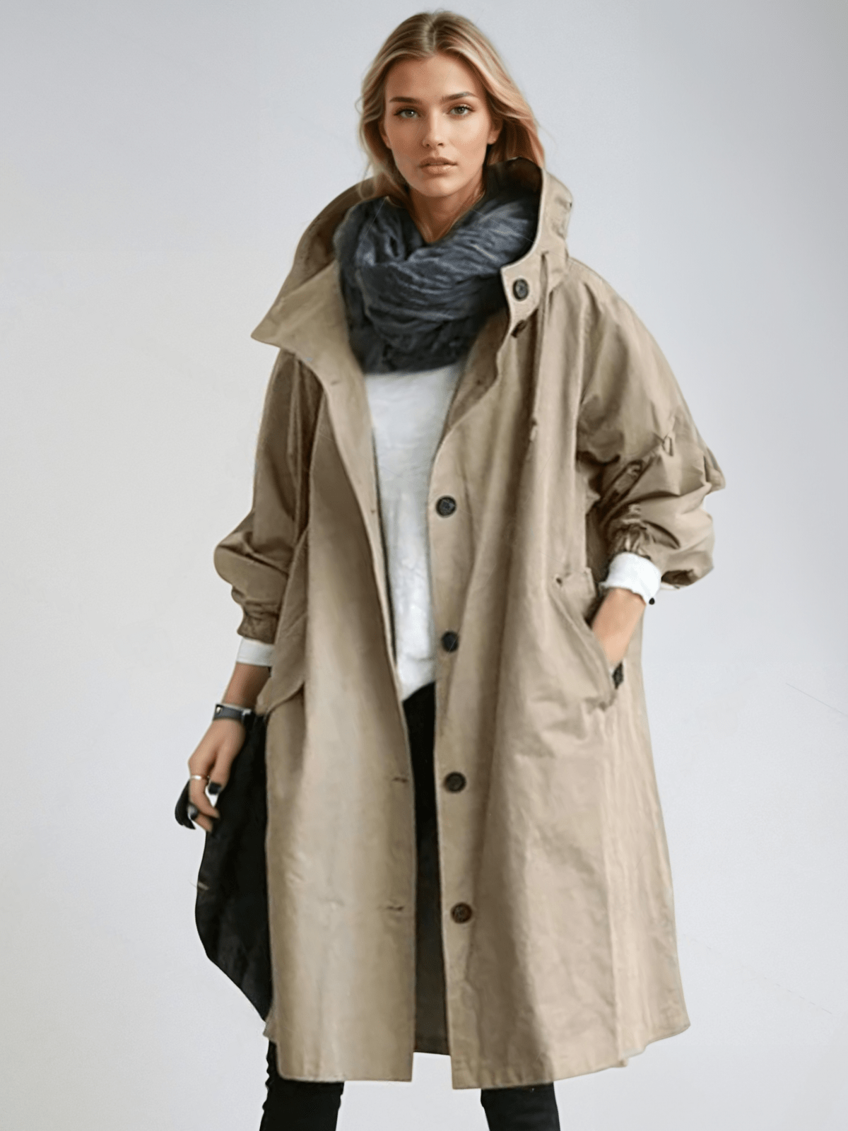 Elizabeth | Women's Water-Repellent Oversized Hooded Trench Coat