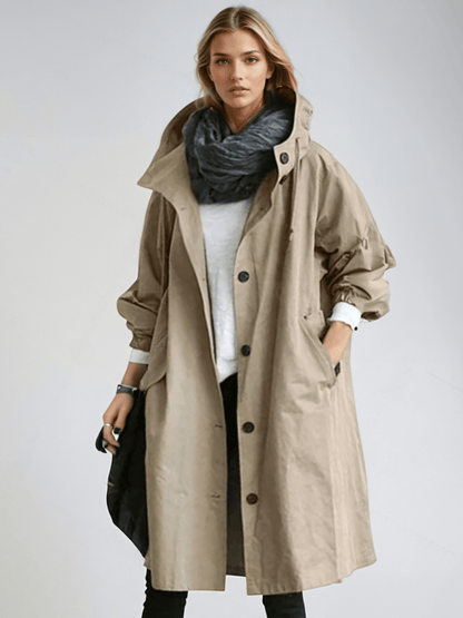 Elizabeth | Women's Water-Repellent Oversized Hooded Trench Coat