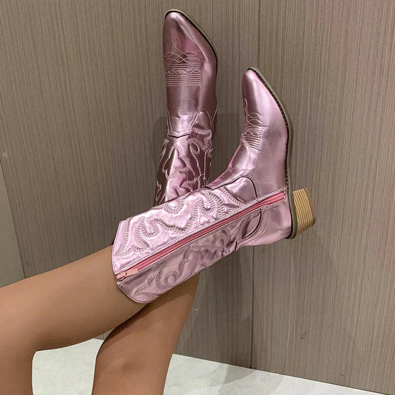 Peyton | Women's Metallic Western Embroidered Cowboy Boot