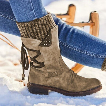 Brigitta | Women's Lace-Up Knit Cuff Mid-Calf Winter Boot