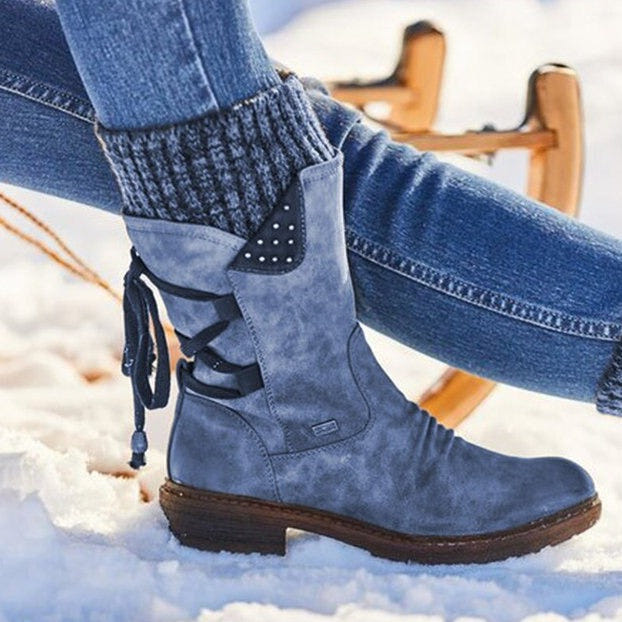 Brigitta | Women's Lace-Up Knit Cuff Mid-Calf Winter Boot