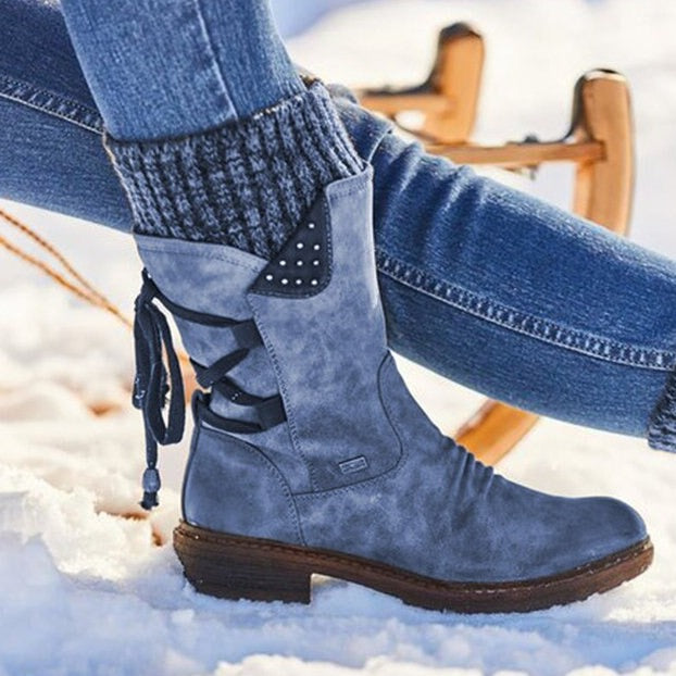Brigitta | Women's Lace-Up Knit Cuff Mid-Calf Winter Boot