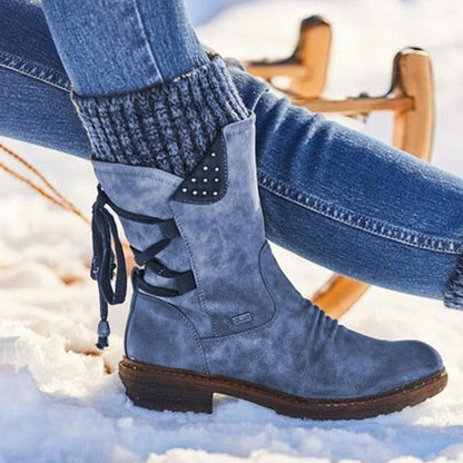 Brigitta | Women's Lace-Up Knit Cuff Mid-Calf Winter Boot
