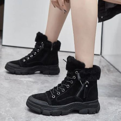Freja | Women's Fur Trim Lace-Up Platform Snow Boot