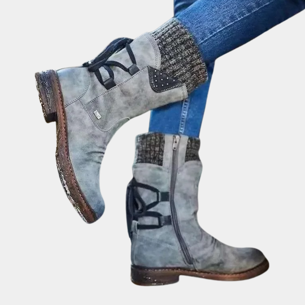 Elodra | Women's Lace-Up Knit Cuff Mid-Calf Winter Boot