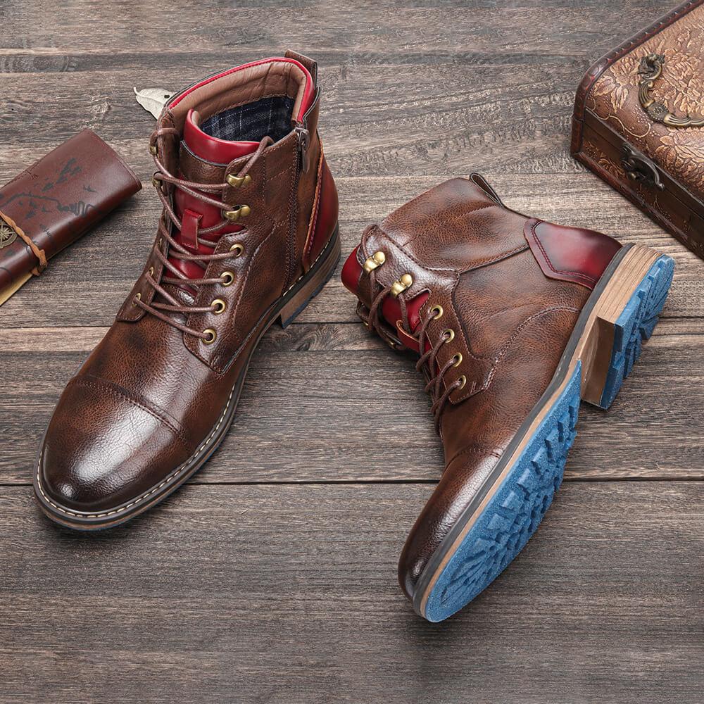 Rowland | Men's Classic Lace Up Zip Cap Toe Ankle Boot
