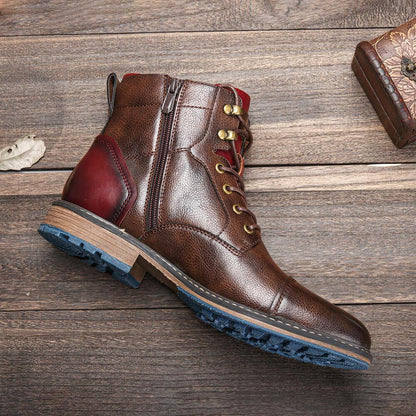 Rowland | Men's Classic Lace Up Zip Cap Toe Ankle Boot