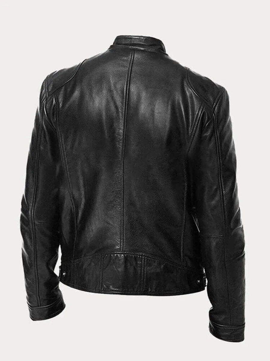 Rylan | Men's Classic Biker Stand Collar Zip-Up Leather Jacket