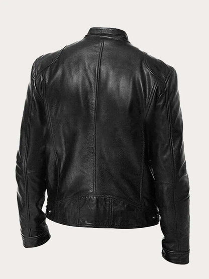 Rylan | Men's Classic Biker Stand Collar Zip-Up Leather Jacket