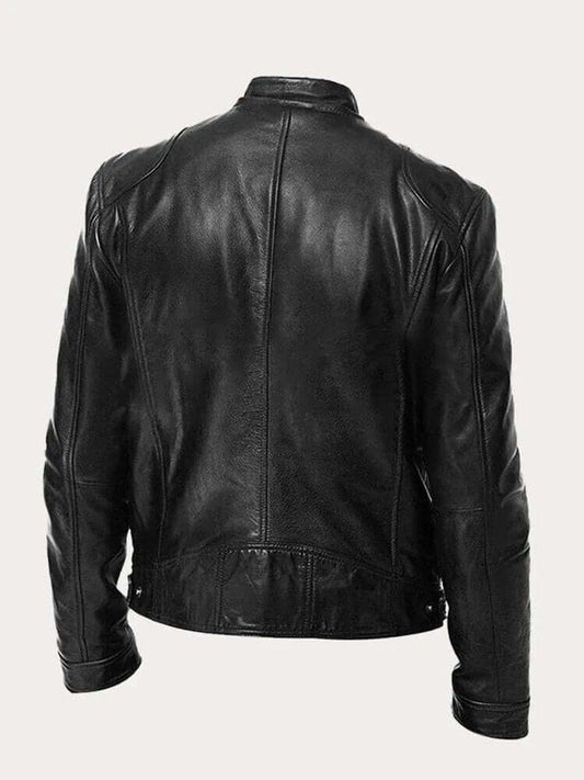 Rylan | Men's Classic Biker Stand Collar Zip-Up Leather Jacket