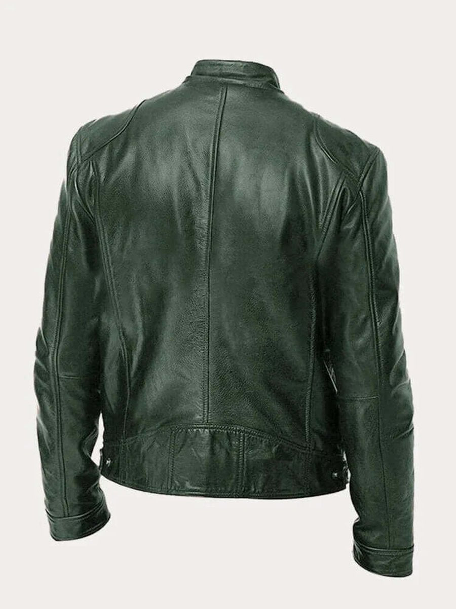 Rylan | Men's Classic Biker Stand Collar Zip-Up Leather Jacket