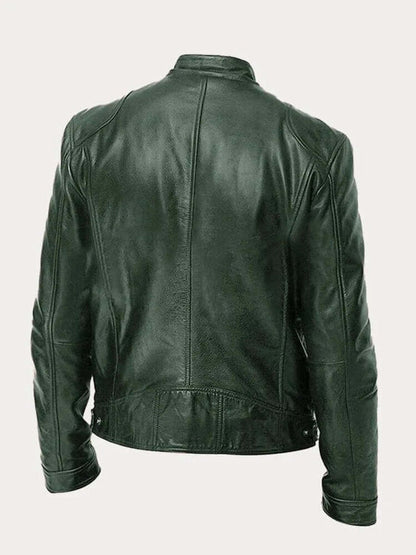 Rylan | Men's Classic Biker Stand Collar Zip-Up Leather Jacket