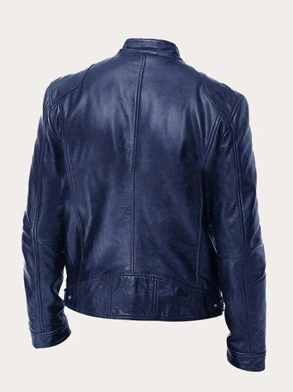 Rylan | Men's Classic Biker Stand Collar Zip-Up Leather Jacket
