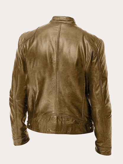 Rylan | Men's Classic Biker Stand Collar Zip-Up Leather Jacket
