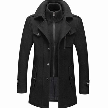 Corwin | Men's Double-Layer Wool-Blend Notch Lapel Winter Coat