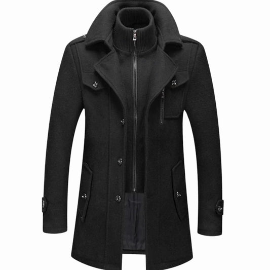 Corwin | Men's Double-Layer Wool-Blend Notch Lapel Winter Coat