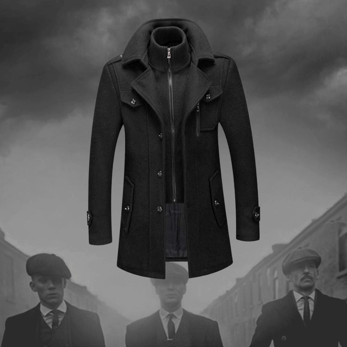 Corwin | Men's Double-Layer Wool-Blend Notch Lapel Winter Coat