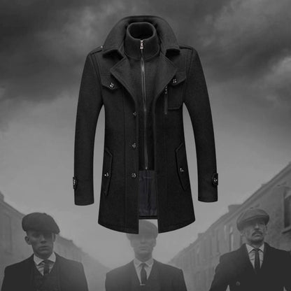 Corwin | Men's Double-Layer Wool-Blend Notch Lapel Winter Coat