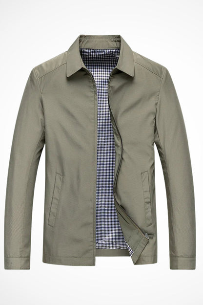 Lucas | Classic Harrington Jacket Zip Front Check Lining