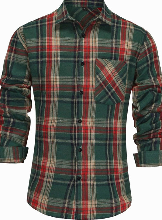 Flint | Men's Plaid Flannel Long-Sleeve Button-Up Shirt