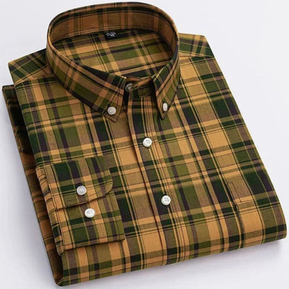 Weslan | Men's Plaid Long-Sleeve Button-Down Casual Shirt