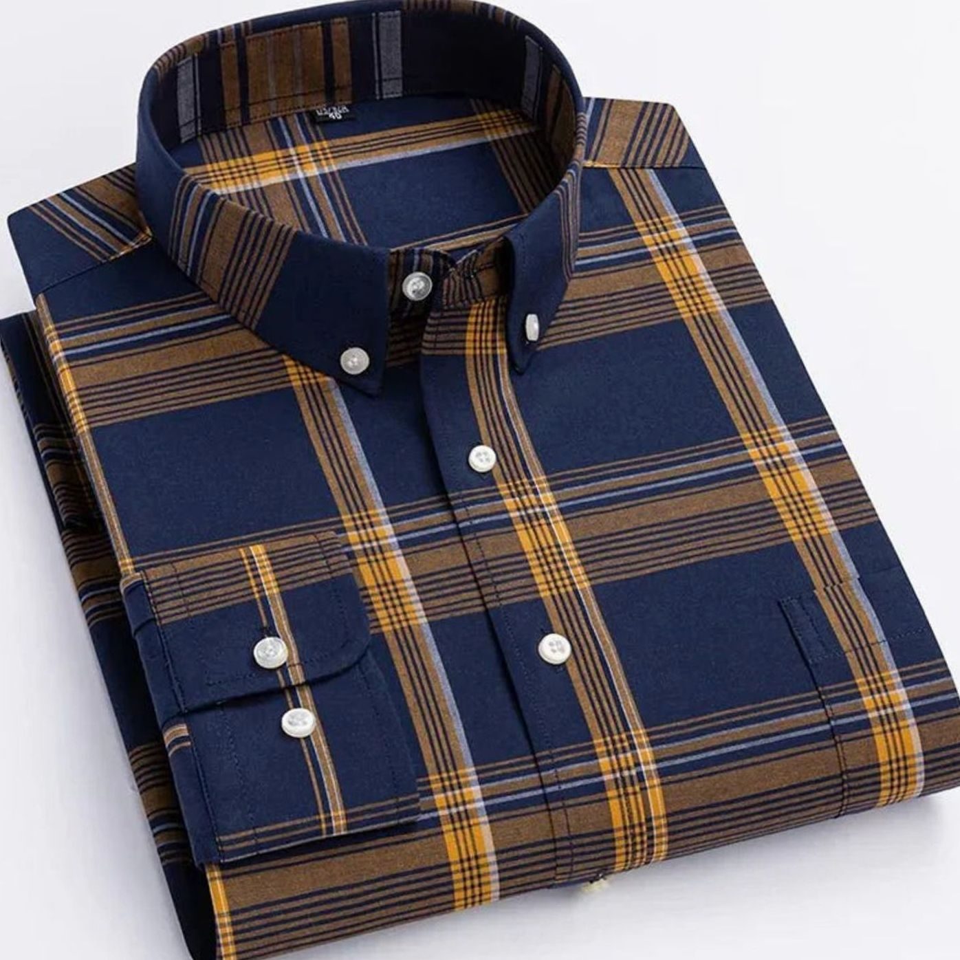 Weslan | Men's Plaid Long-Sleeve Button-Down Casual Shirt