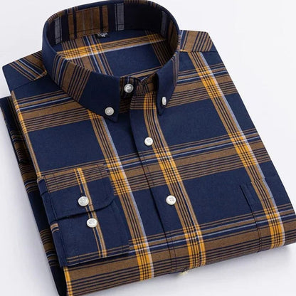 Weslan | Men's Plaid Long-Sleeve Button-Down Casual Shirt