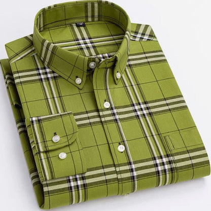 Weslan | Men's Plaid Long-Sleeve Button-Down Casual Shirt