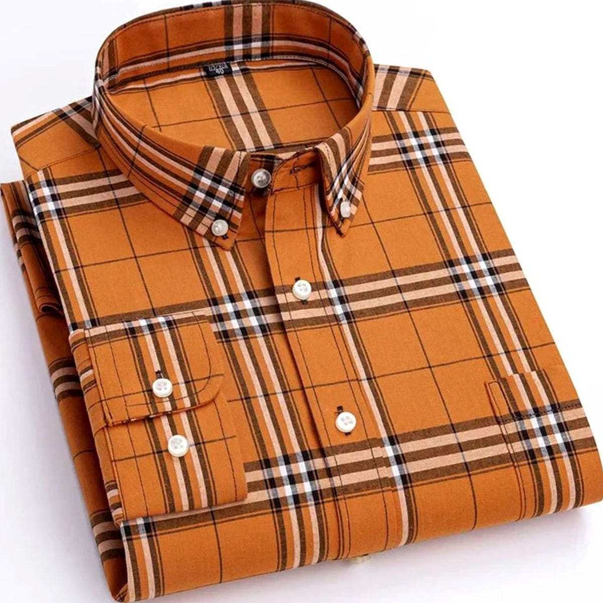 Weslan | Men's Plaid Long-Sleeve Button-Down Casual Shirt