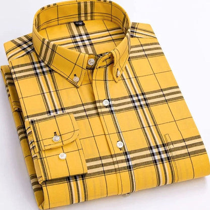 Weslan | Men's Plaid Long-Sleeve Button-Down Casual Shirt