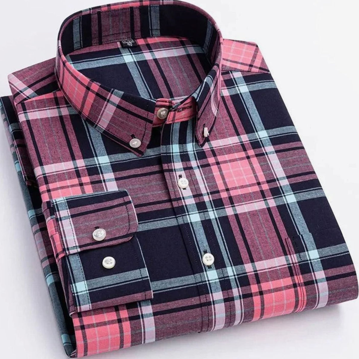 Weslan | Men's Plaid Long-Sleeve Button-Down Casual Shirt