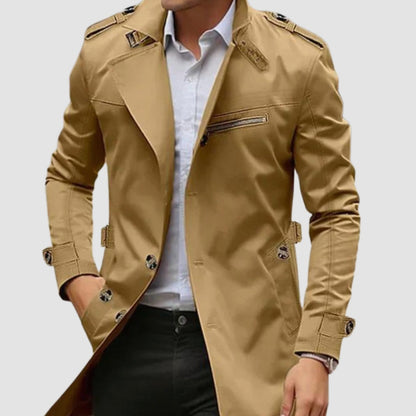 Ashton | Men's Slim Fit Double Breasted Epaulette Trench Coat