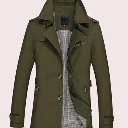 Ashton | Men's Slim Fit Double Breasted Epaulette Trench Coat