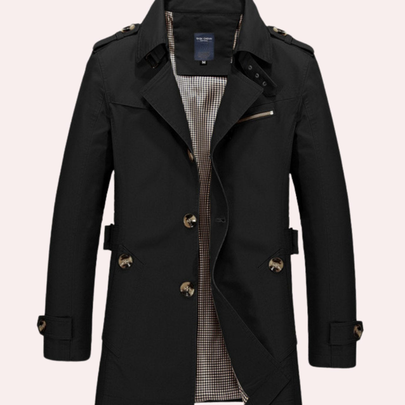 Ashton | Men's Slim Fit Double Breasted Epaulette Trench Coat