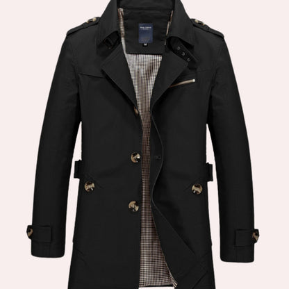 Ashton | Men's Slim Fit Double Breasted Epaulette Trench Coat