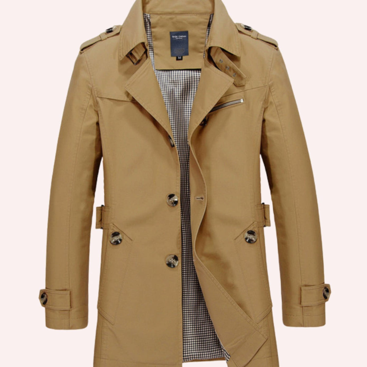 Ashton | Men's Slim Fit Double Breasted Epaulette Trench Coat