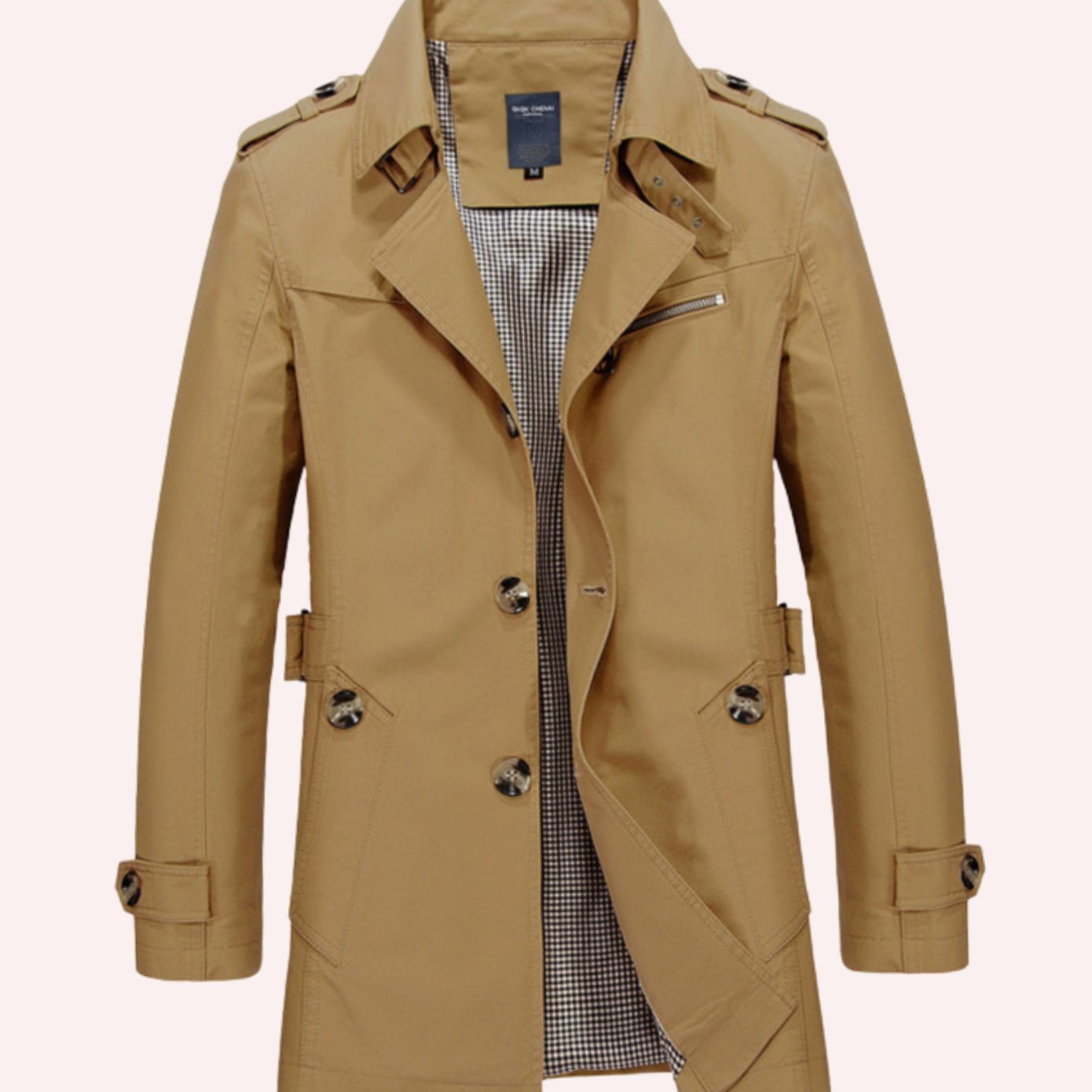 Ashton | Men's Slim Fit Double Breasted Epaulette Trench Coat