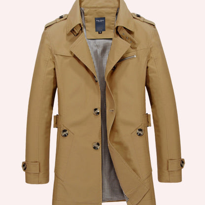 Ashton | Men's Slim Fit Double Breasted Epaulette Trench Coat