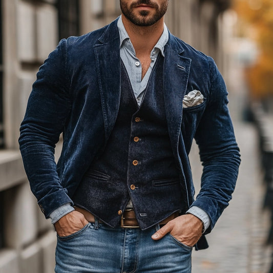 Alden | Men's Vintage Corduroy Blazer Vest Two-Piece Set