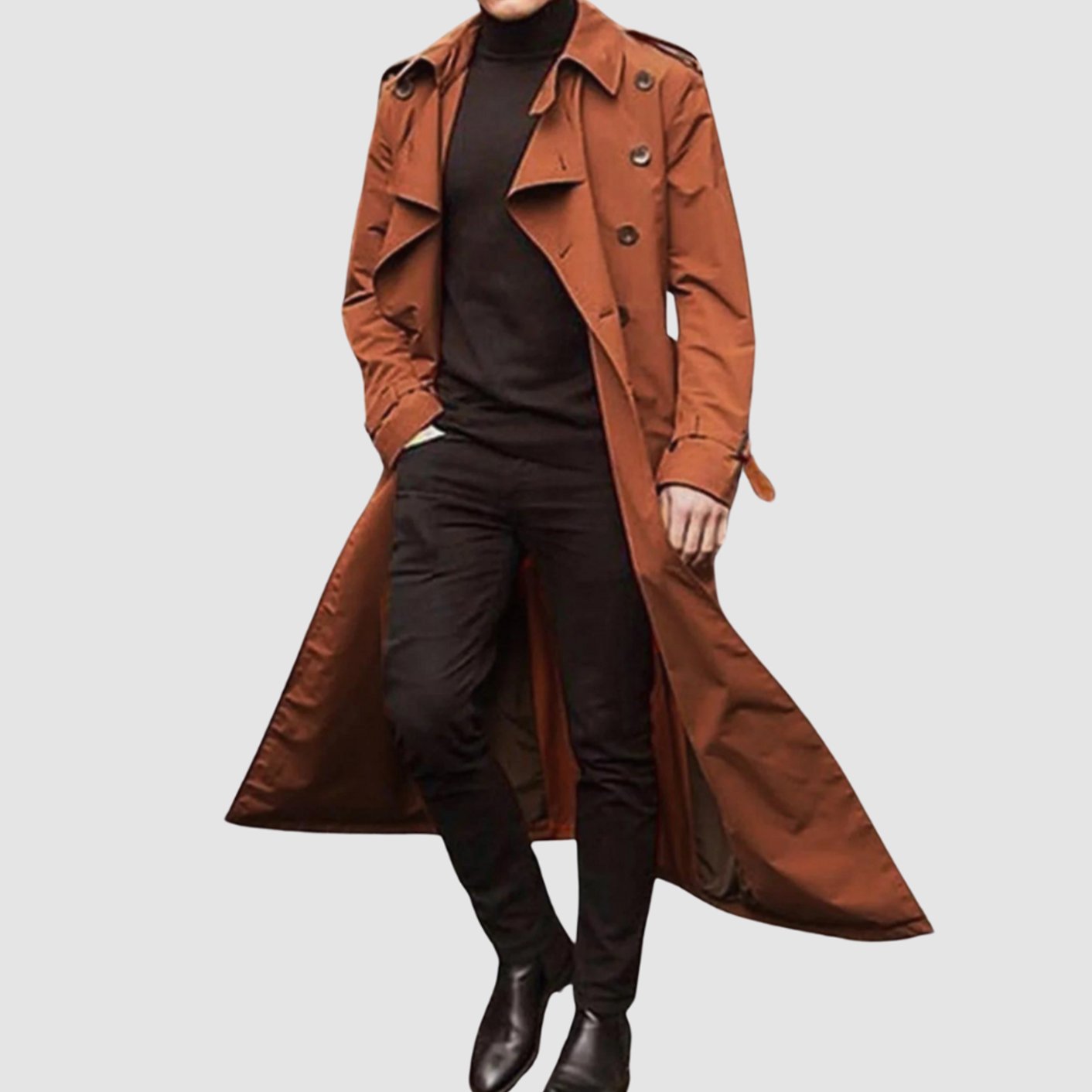 Leopold | Men's Vintage Double-Breasted Long Trench Coat