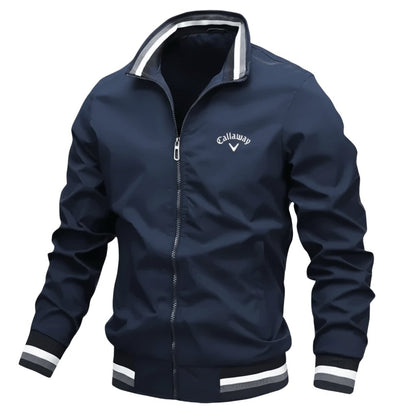 Matthew | Water Resistant Full Zip Stripe Trim Athletic Windbreaker Jacket