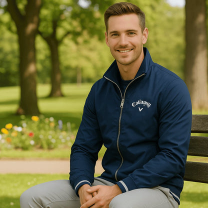 Matthew | Water Resistant Full Zip Stripe Trim Athletic Windbreaker Jacket